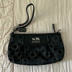 Coach Madison Pleated Black Wristlet Clutch Like New